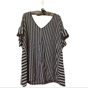 Terra & Sky V-neck, Ruffled Sleeve Size 3x